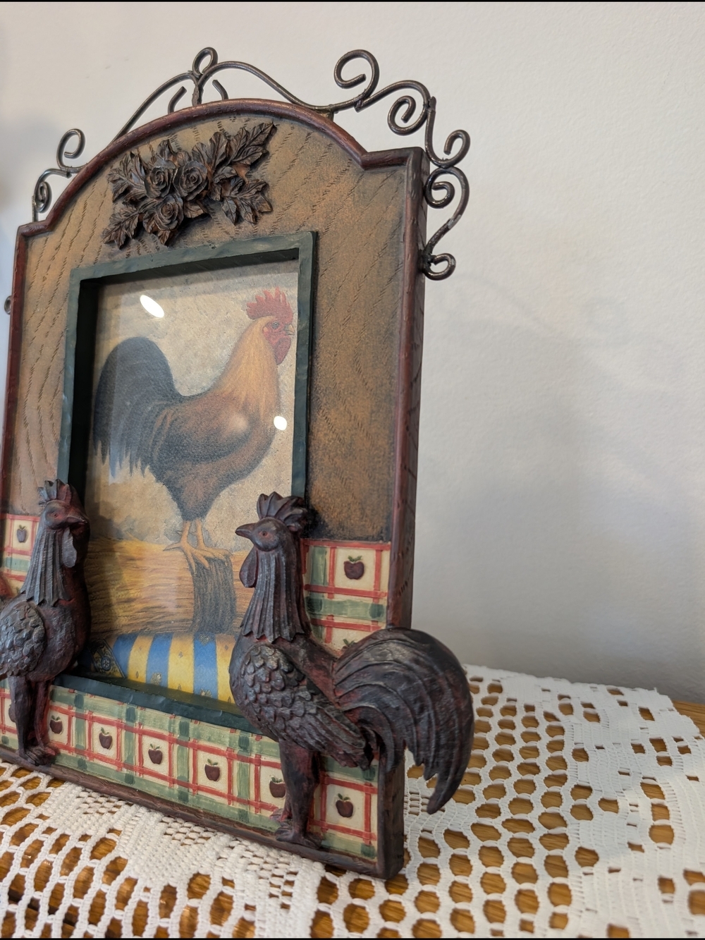Rustic Rooster Decorative Picture Frame - Red/Brown - Picture 3 of 15